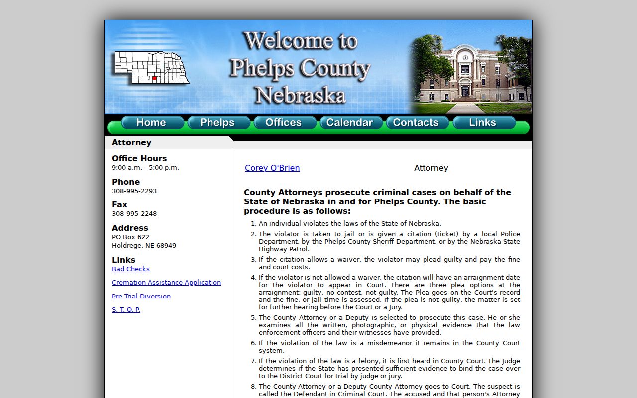 Phelps County Attorney explanation of the local criminal case path