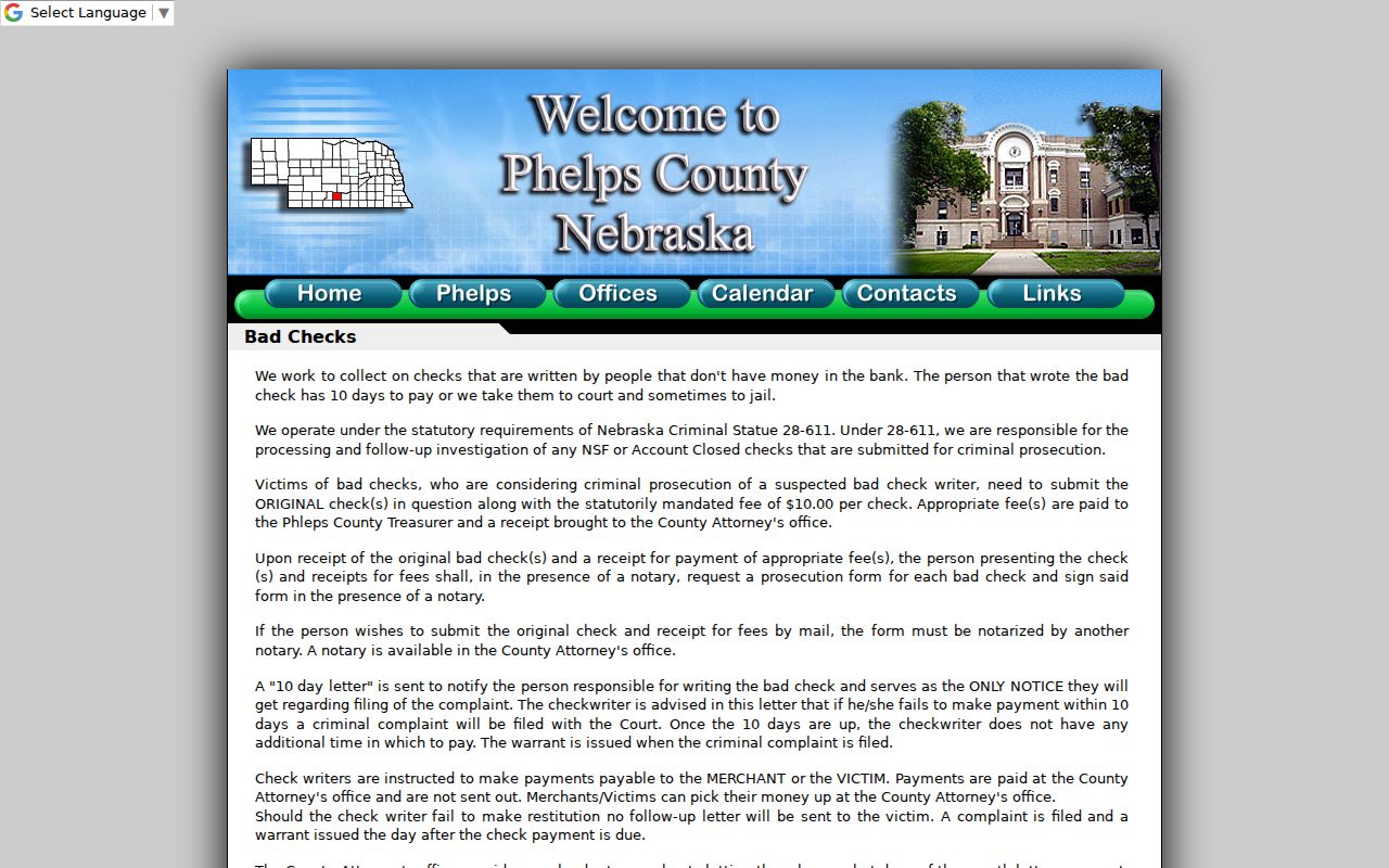 Phelps County local warrant-specific complaint process page