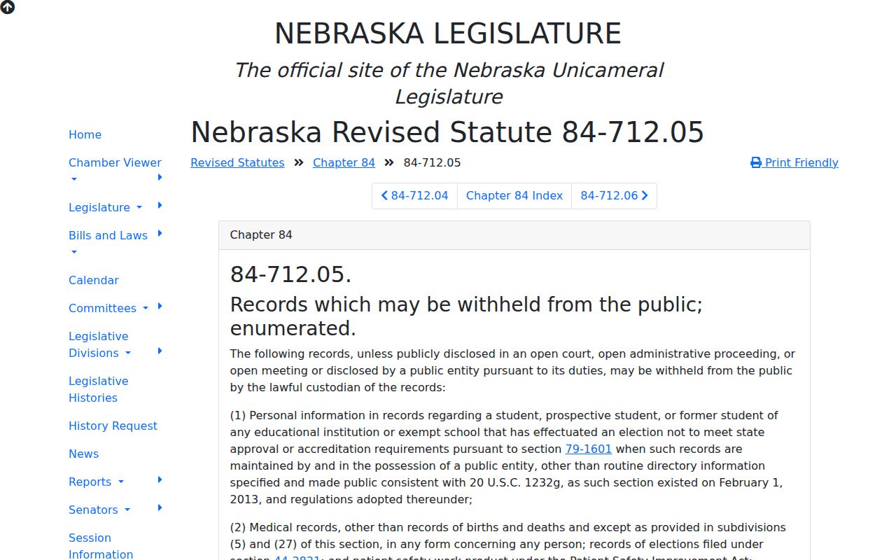 Nebraska law-enforcement public-record withholding statute