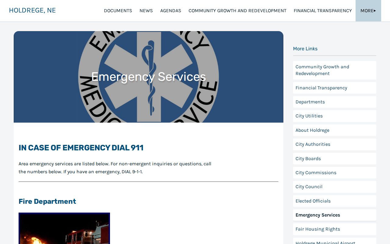 Holdrege Police Department location and emergency-services information