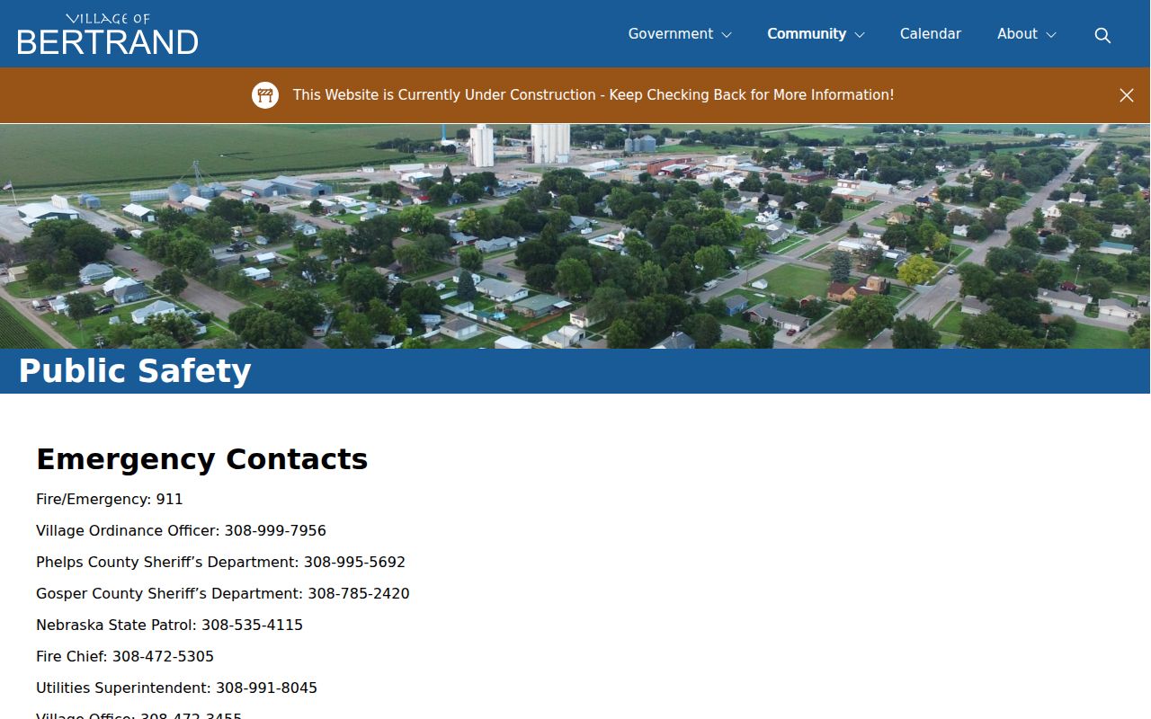 Bertrand village public-safety and ordinance-officer routing